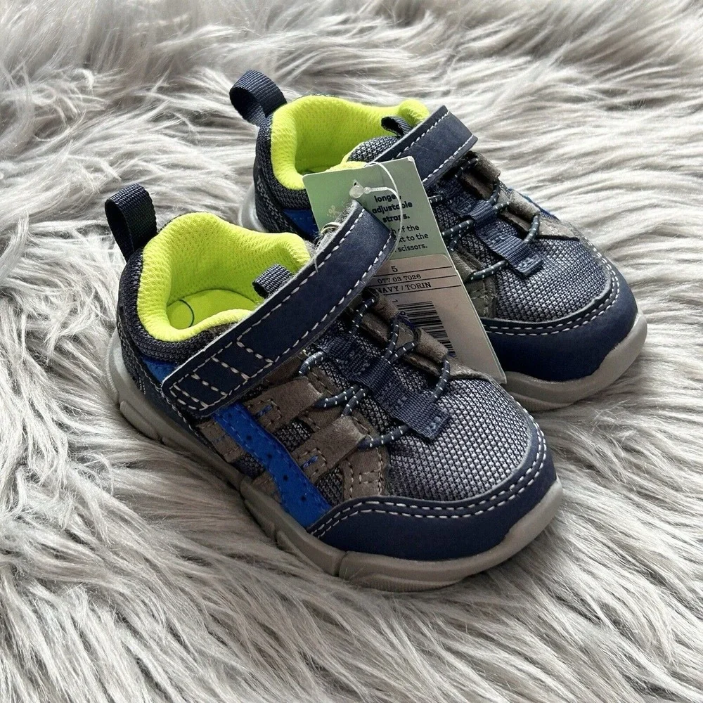 Surprize by Stride Rite Navy Boys Shoes Toddler Size 5,‎ Machine Washable NEW